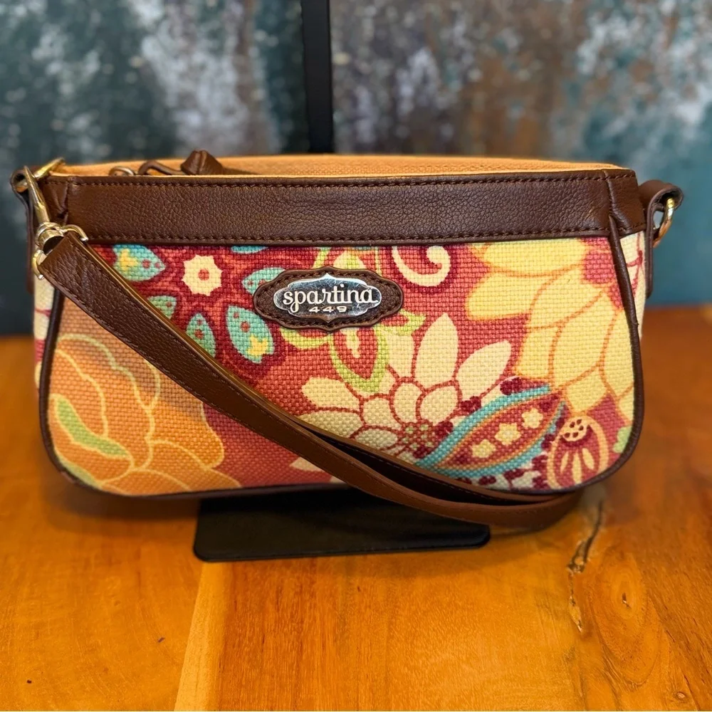 Spartina 449 Vintage 2009 Daufuskie Island Floral Linen Crossbody (EUC)